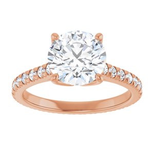 14K Rose 8.2 mm Round Eternity Engagement Ring Mounting