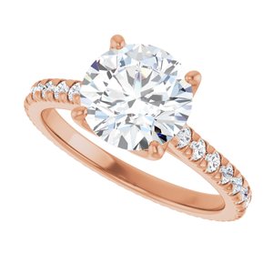 14K Rose 8.2 mm Round Eternity Engagement Ring Mounting