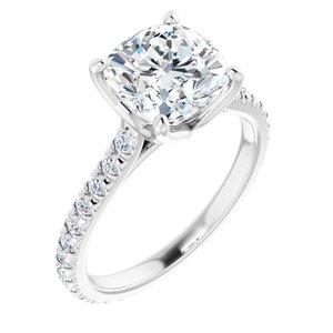 Platinum 8 x 8 mm Cushion Eternity Engagement Ring Mounting