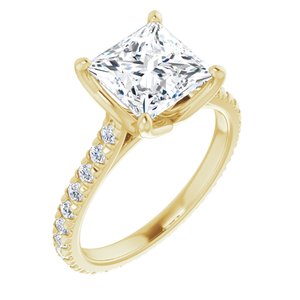 14K Yellow 7.5 x 7.5 mm Square Eternity Engagement Ring Mounting