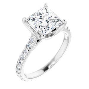 Platinum 7.5 x 7.5 mm Square Eternity Engagement Ring Mounting