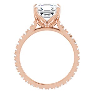 14K Rose 8 x 8 mm Asscher Eternity Engagement Ring Mounting