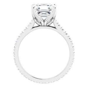 Platinum 8 x 8 mm Asscher Eternity Engagement Ring Mounting