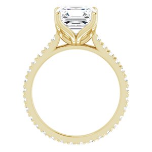 14K Yellow 8 x 8 mm Asscher Eternity Engagement Ring Mounting