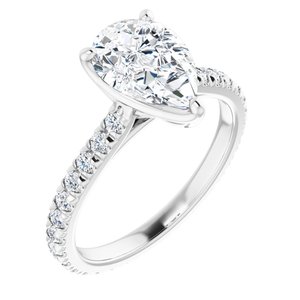 Platinum 10 x 7 mm Pear Eternity Engagement Ring Mounting