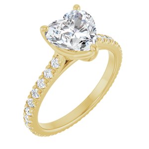 14K Yellow 8 x 8 mm Heart Eternity Engagement Ring Mounting