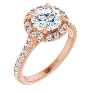 14K Rose 7.4 mm Round Eternity Engagement Ring Mounting