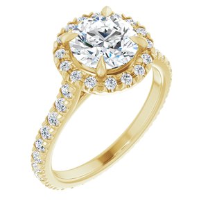 14K Yellow 7.4 mm Round Eternity Engagement Ring Mounting