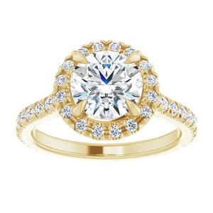 14K Yellow 7.4 mm Round Eternity Engagement Ring Mounting