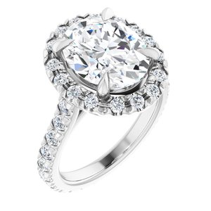 Platinum 10 x 8 mm Oval Eternity Engagement Ring Mounting