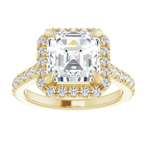 14K Yellow 7 x 7 mm Asscher Engagement Ring Mounting