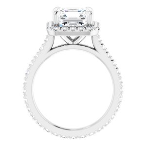 Platinum 7 x 7 mm Asscher Engagement Ring Mounting Size Engagement Ring Mounting