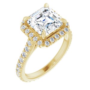 14K Yellow 7 x 7 mm Asscher Engagement Ring Mounting