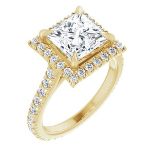 14K Yellow 6.5 x 6.5 mm Square Eternity Engagement Ring Mounting