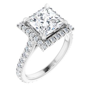 Platinum 6.5 x 6.5 mm Square Eternity Engagement Ring Mounting