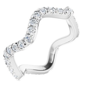 14K White French-Set Eternity Band Size 4