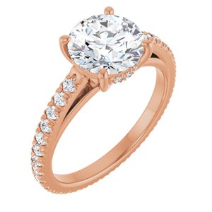 14K Rose 8 mm Round Engagement Ring Mounting