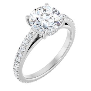 Platinum 8 mm Round Engagement Ring Mounting