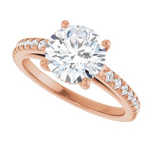 14K Rose 8 mm Round Engagement Ring Mounting