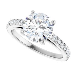 Platinum 8 mm Round Engagement Ring Mounting