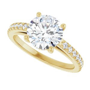 14K Yellow 8 mm Round Engagement Ring Mounting