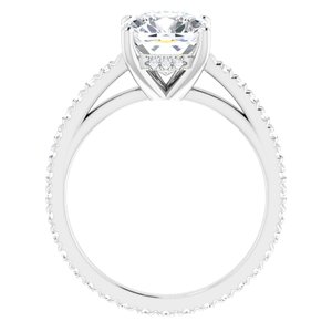 Platinum 8 mm Cushion Engagement Ring Mounting