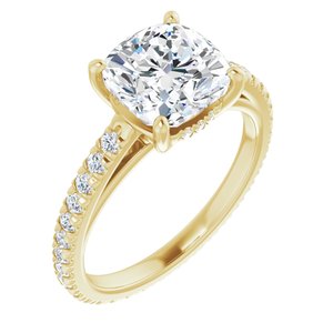 14K Yellow 8 mm Cushion Engagement Ring Mounting