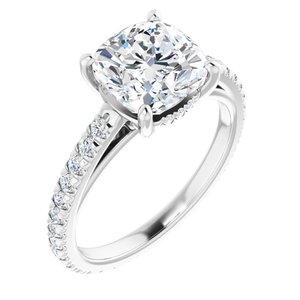 Platinum 8 mm Cushion Engagement Ring Mounting