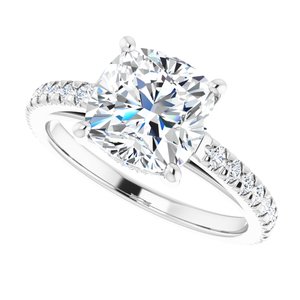 Platinum 8 mm Cushion Engagement Ring Mounting