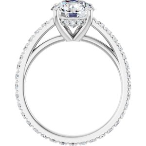 Platinum 8 mm Round Engagement Ring Mounting