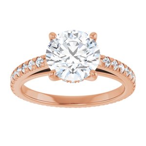 14K Rose 8 mm Round Engagement Ring Mounting