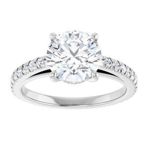 Platinum 8 mm Round Engagement Ring Mounting