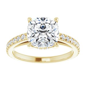 14K Yellow 8 mm Cushion Engagement Ring Mounting