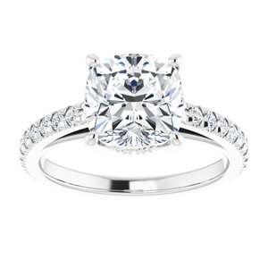 Platinum 8 mm Cushion Engagement Ring Mounting