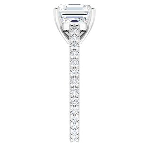 Platinum 8 mm Asscher Engagement Ring Mounting