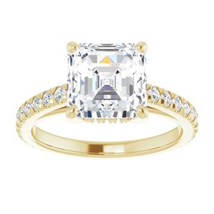 14K Yellow 8 mm Asscher Engagement Ring Mounting