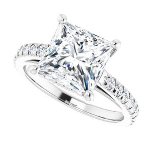 Platinum 8 mm Square Engagement Ring Mounting