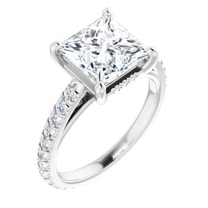 Platinum 8 mm Square Engagement Ring Mounting