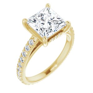 14K Yellow 8 mm Square Engagement Ring Mounting