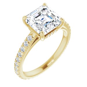 14K Yellow 8 mm Asscher Engagement Ring Mounting