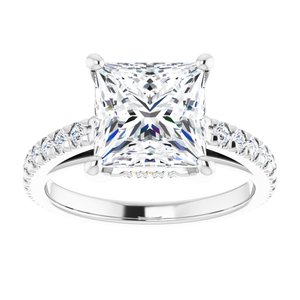 Platinum 8 mm Square Engagement Ring Mounting