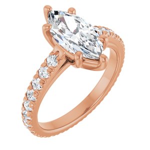 14K Rose 12x6 mm Marquise Engagement Ring Mounting