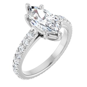 Platinum 12x6 mm Marquise Engagement Ring Mounting