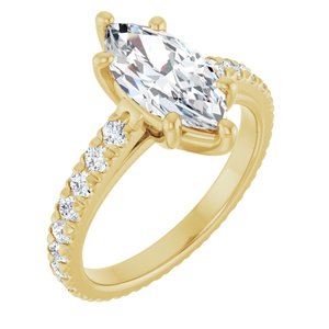 14K Yellow 12x6 mm Marquise Engagement Ring Mounting