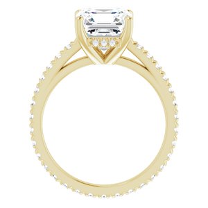 14K Yellow 8 mm Asscher Engagement Ring Mounting