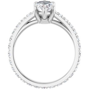 14K White 12x6 mm Marquise Engagement Ring Mounting