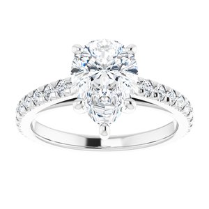 Platinum 10x7 mm Pear Engagement Ring Mounting