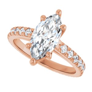 14K Rose 12x6 mm Marquise Engagement Ring Mounting