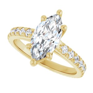 14K Yellow 12x6 mm Marquise Engagement Ring Mounting