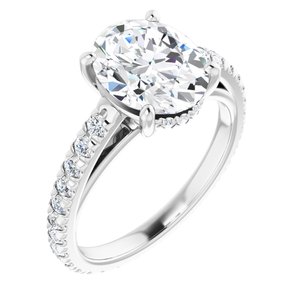 Platinum 10x8 mm Oval Engagement Ring Mounting